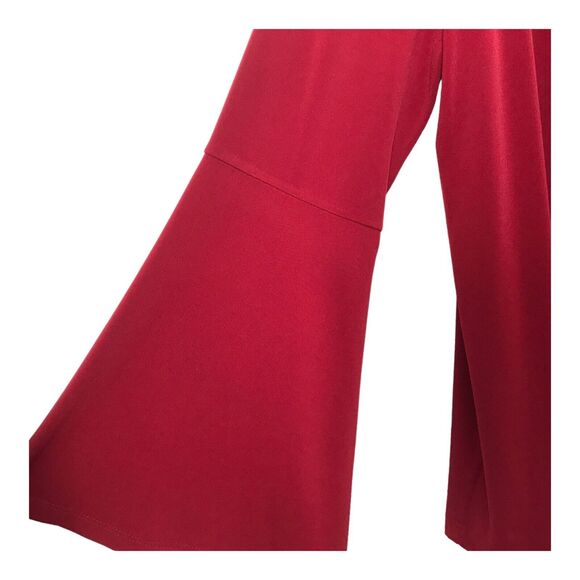Michael Michael Kors Top Size M Burgundy Red Long Bell Sleeves Keyhole Neckline - Picture 4 of 10